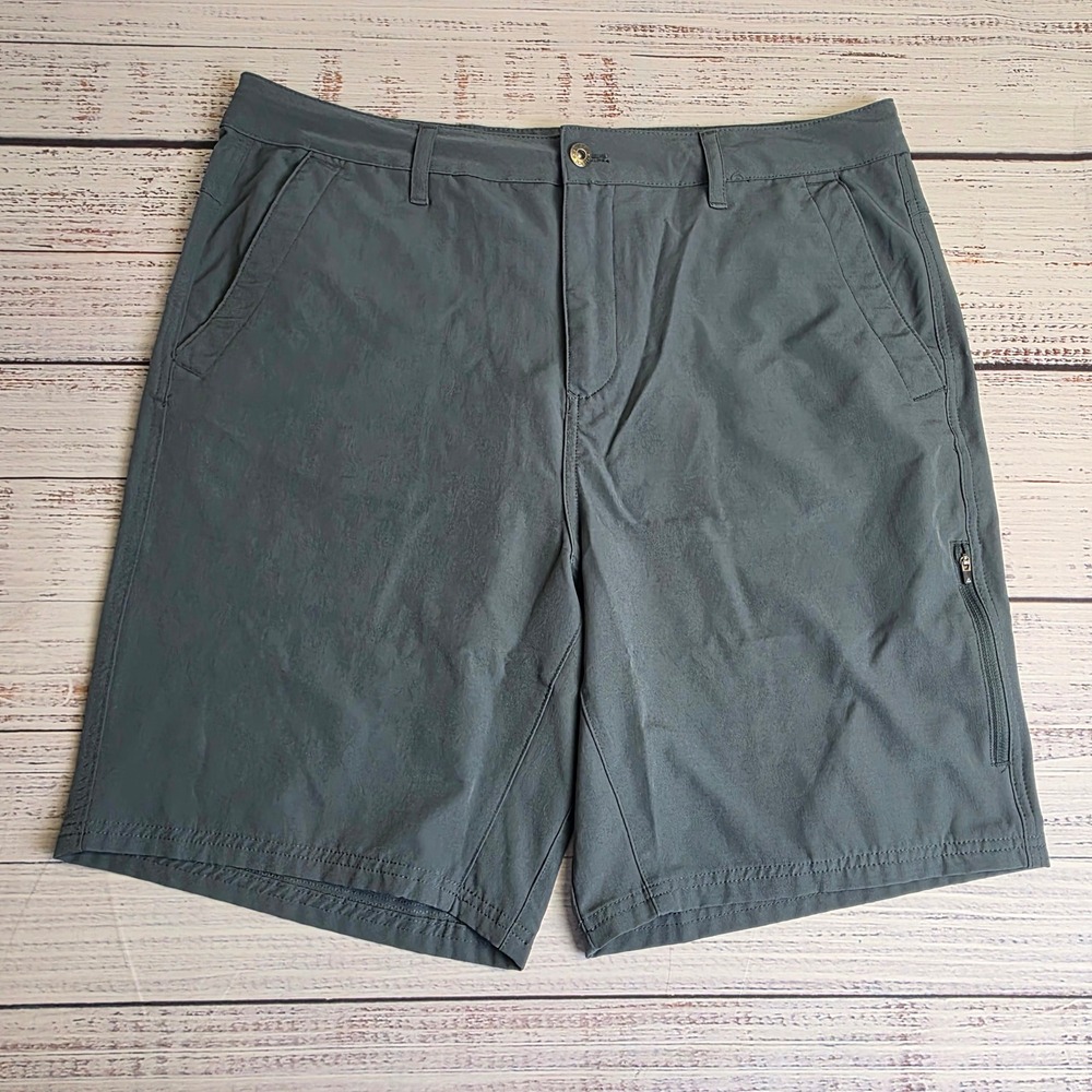 Gerry Mens Stretch Performance Hiking Shorts Blue Gray 38 Zipper Pockets Outdoor